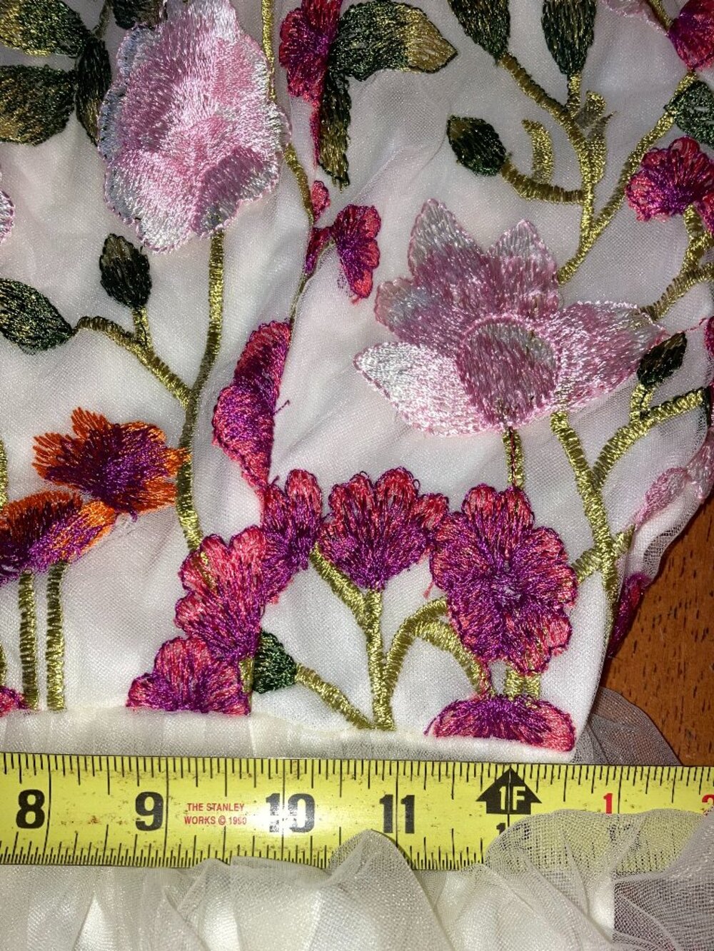 Deauville Ivory Floral Embroidered Midi Dress with 3D Flowers - Size Small - EUC - Picture 15 of 16